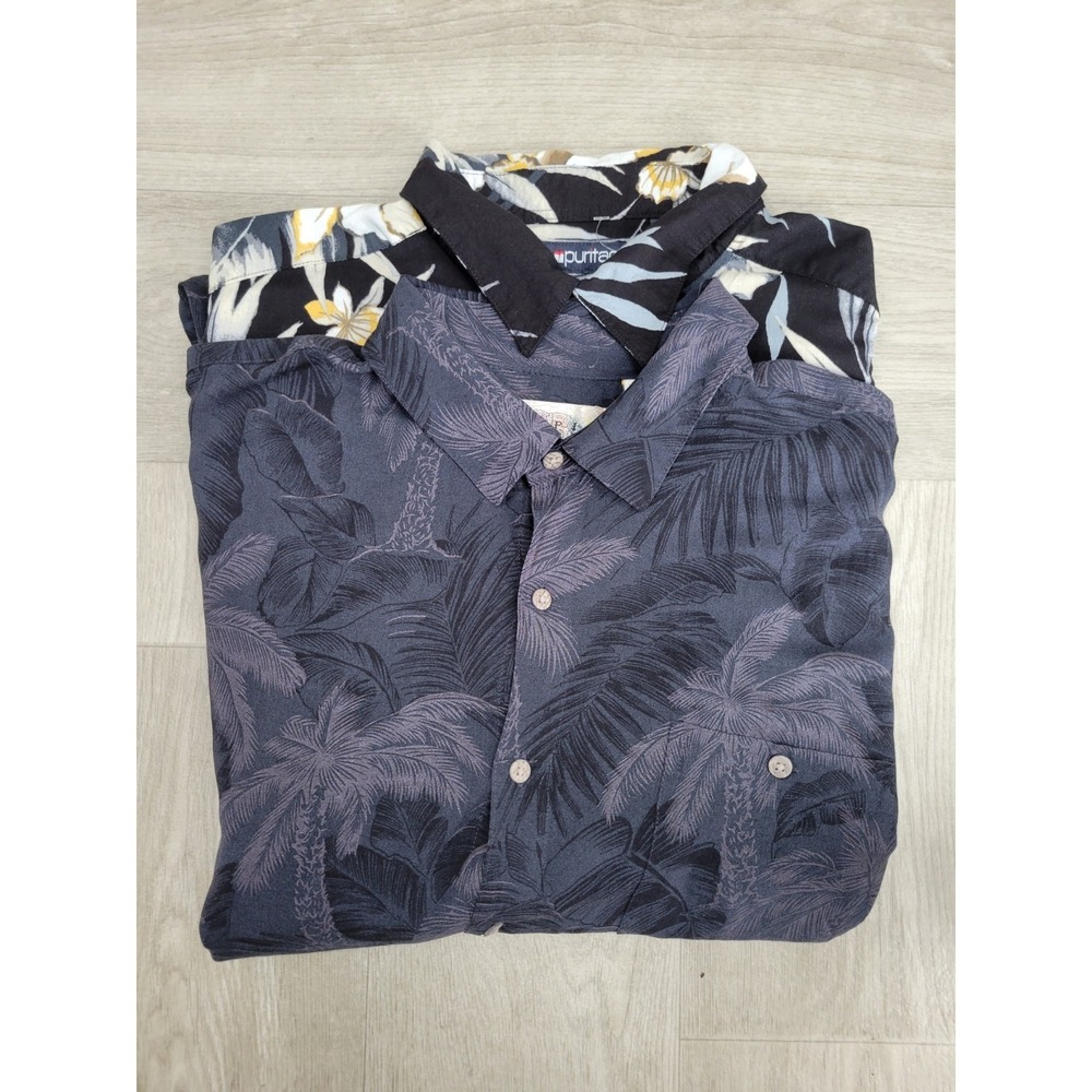 Lot 2 Hawaiian Shirts Men's XL Campia Moda Puritan Floral Palm Leaves Tropical